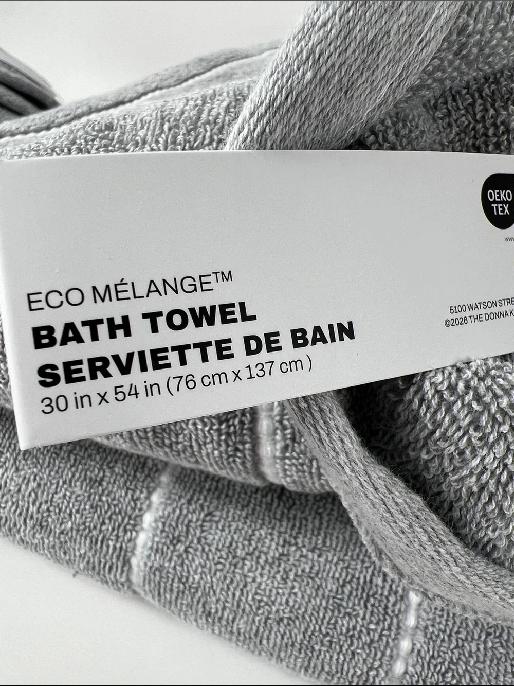 DKNY Bath Towel Set Eco Melange Light Gray White Soft Cotton Set of 8 NEW